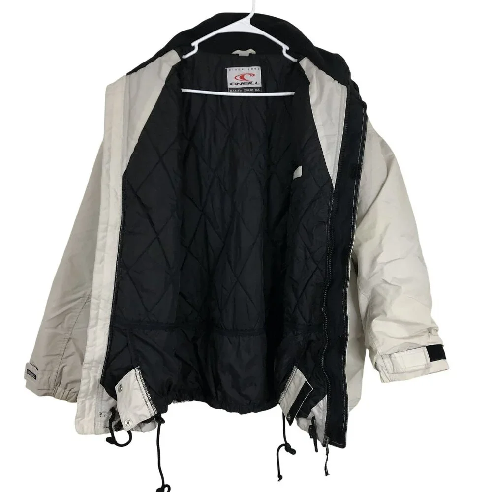 Vintage ONeill Jacket Insulated Windbreaker Black Collar Light Gray Men Size XL